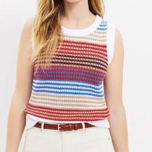 LOFT Striped Sleeveless Sweater Top